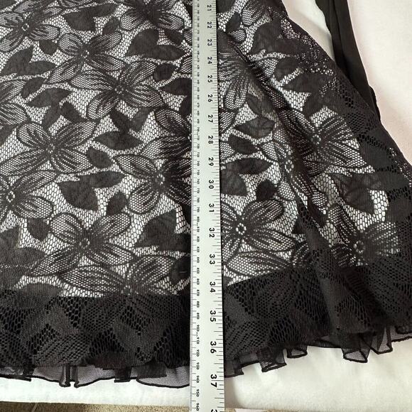 Y2K Studio Y Brown & cream Lace overlay Dress w/tule ruffle bottom Party Formal - Picture 12 of 15